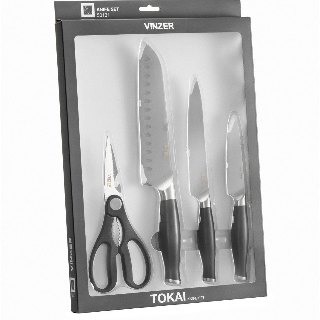Набор ножей Vinzer Tokai с ножницами 4 предмета (50131) - фото 6 Набор ножей Vinzer Tokai с ножницами 4 предмета (50131) - фото 6