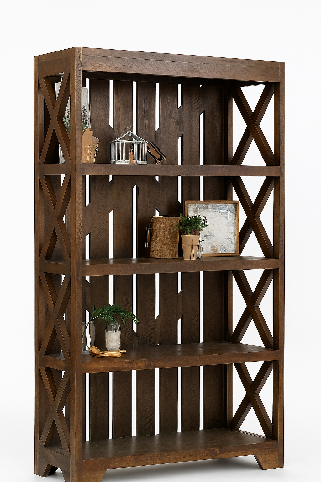 Етажерка з натурального дерева ясен 1250х800х350 мм Коричневий (KD887)