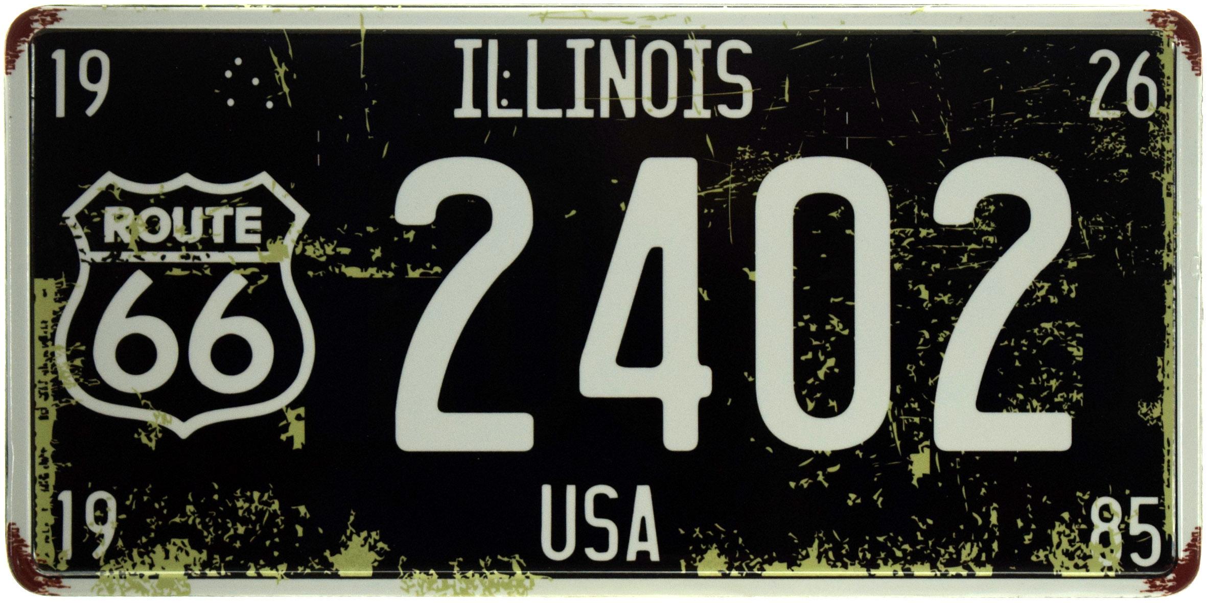 Табличка металева "Illinois 2402 Route 66" 15x30 см (ms-103704)