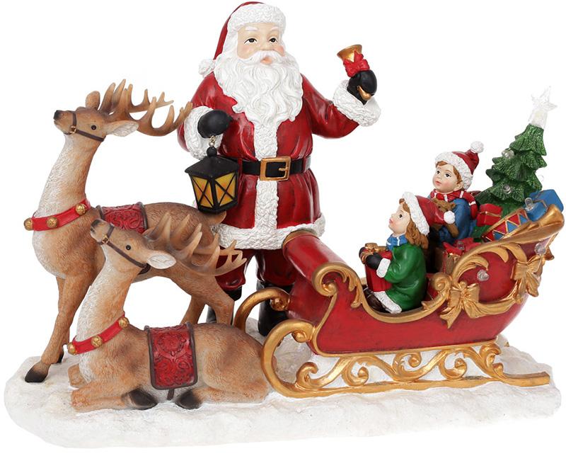 Новогодняя декоративная статуэтка Сани Санты с Led-подсветкой 39 см полистоун (BD-837-210)