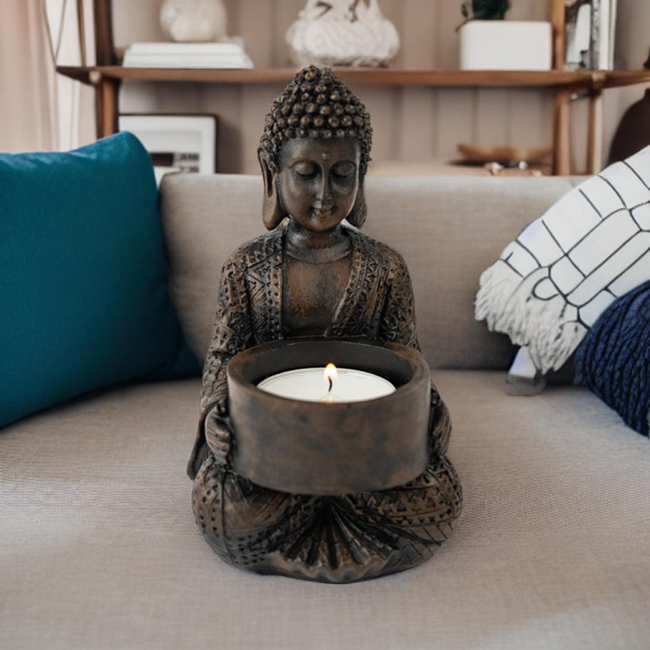 Підсвічник Будда обіймає 15х10х10 см Коричневий (ПП703в) - фото 2