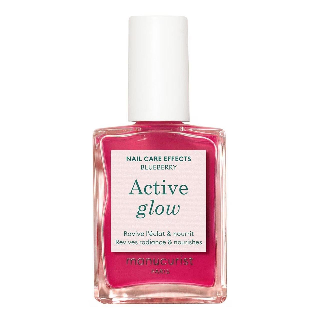 Лак для ногтей Manucurist ACTIVE GLOW Blueberry лечебное цветное покрытие с маслом миндаля 15 мл