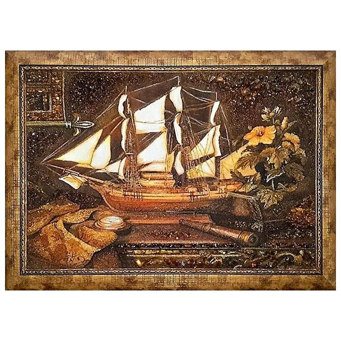 Картина Корабль из янтаря 20х30 см (К0001-20х30)