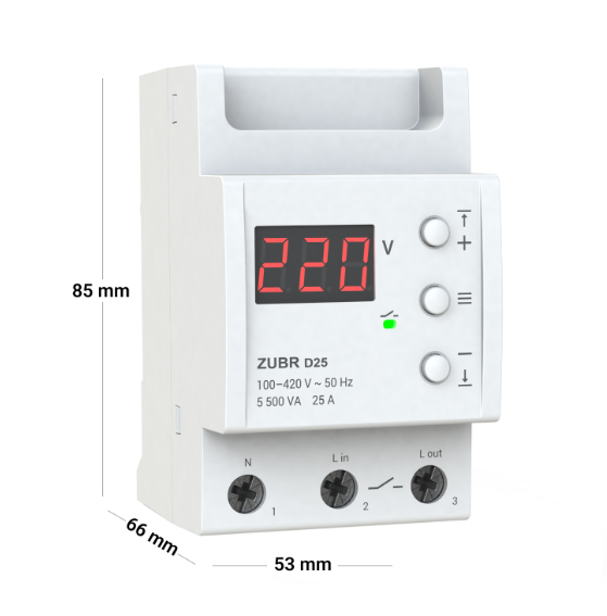 Реле напруги ZUBR D25 25А (27210720) - фото 2 Реле напруги ZUBR D25 25А (27210720) - фото 2