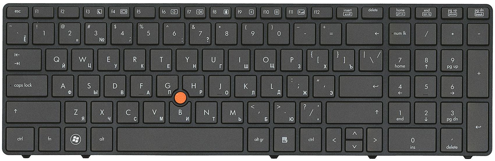 Клавиатура для ноутбука HP EliteBook 8560W Point Stick Black Gray