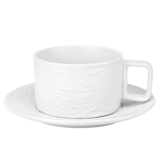 Кружка с блюдцем Elisey Бархат керамическая 230 мл Белый (135-81-9182-026)