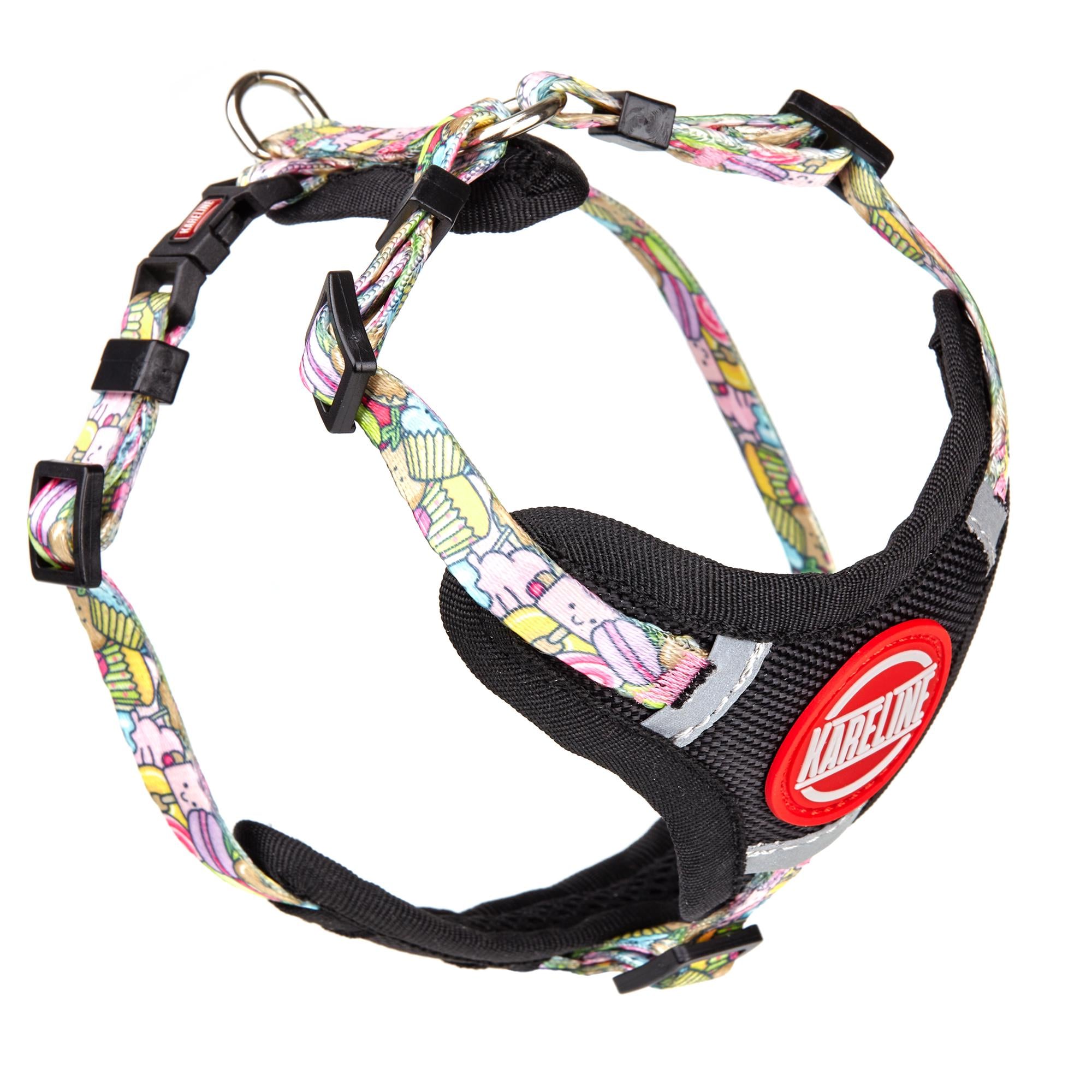 Шлея KareLine CAKE из нейлона с узором логотипом и пластиковой пряжкой 10 мм А 220-300 мм В 280-380 мм (0880/10)