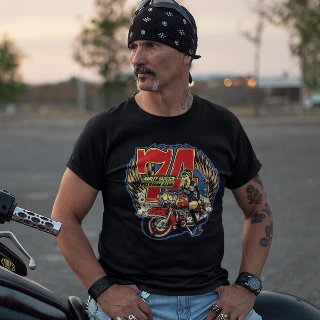 Футболка унисекс Harley Davidson Belgium Club 74 XL Черный (00000011373)