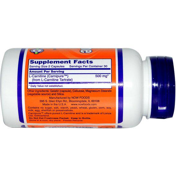 Карнітін NOW Foods L-Carnitine 250 мг 60 Caps - фото 2