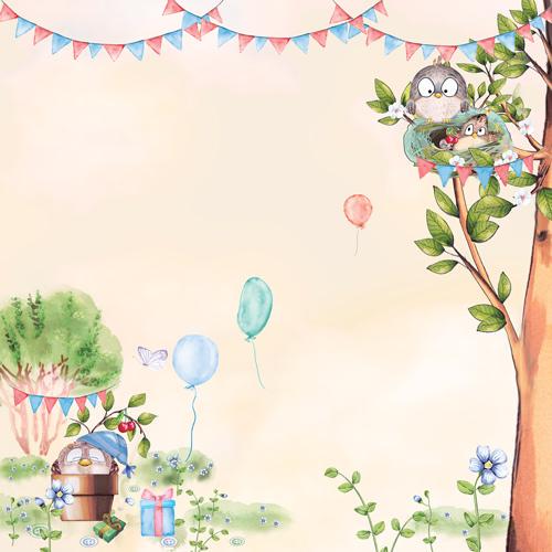 Лист паперу для скрапбукінгу Cutie sparrow boy №48-01 двосторонній 30,5х30,5 см