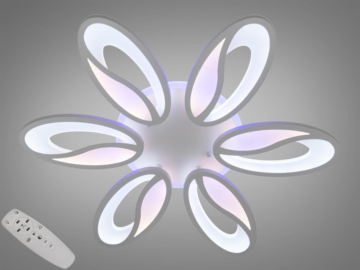 Люстра LED потолочная Diasha 8090/6WH 3col dim 80W с диммером и подсветкой Белый