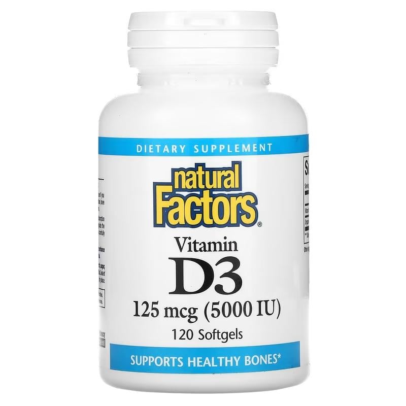 Витамин D Natural Factors Vitamin D3 5000 IU 125 мкг 120 порций (000017809)