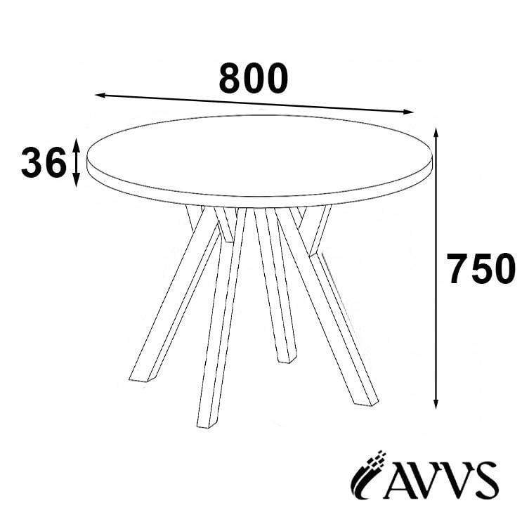 Стіл кухонний круглий RoMax Lite Loft 80 см Антрацит/Білий - фото 4