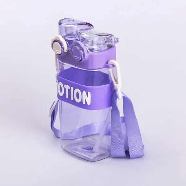 Пляшка для води з трубочкою спортивна пластикова для тренувань 550 мл Фіолетовий (6781) - фото 4