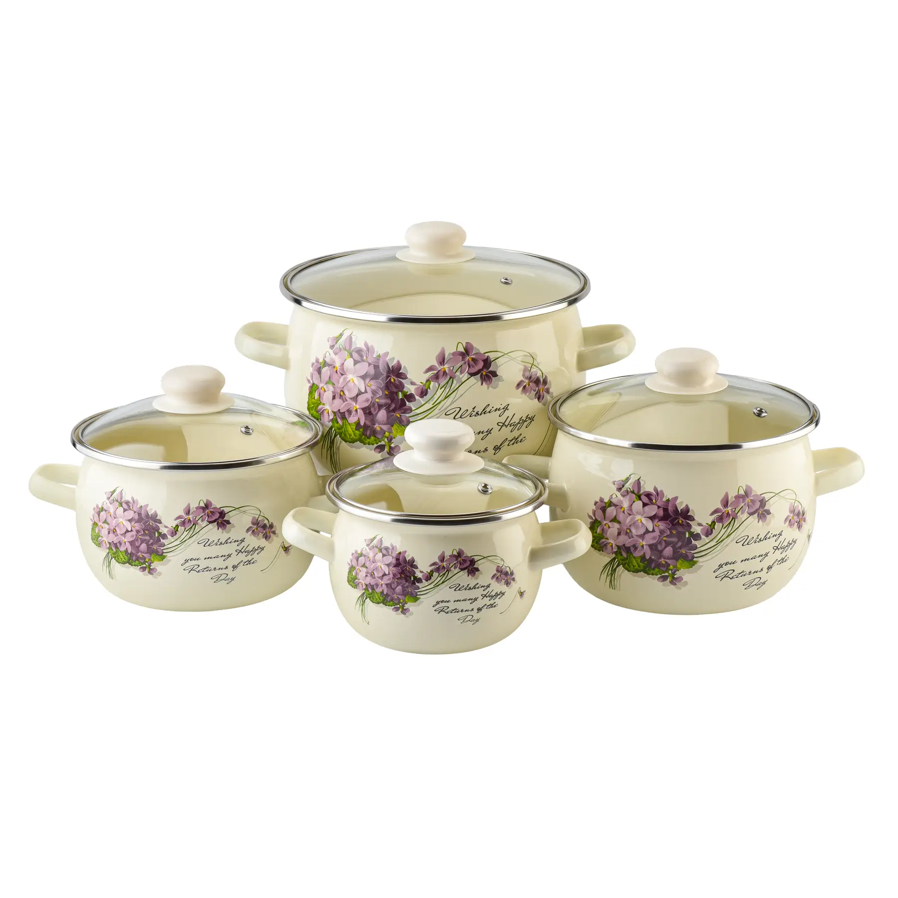 Набір каструль емальованих Віола з кришками 4 шт. (23470447)