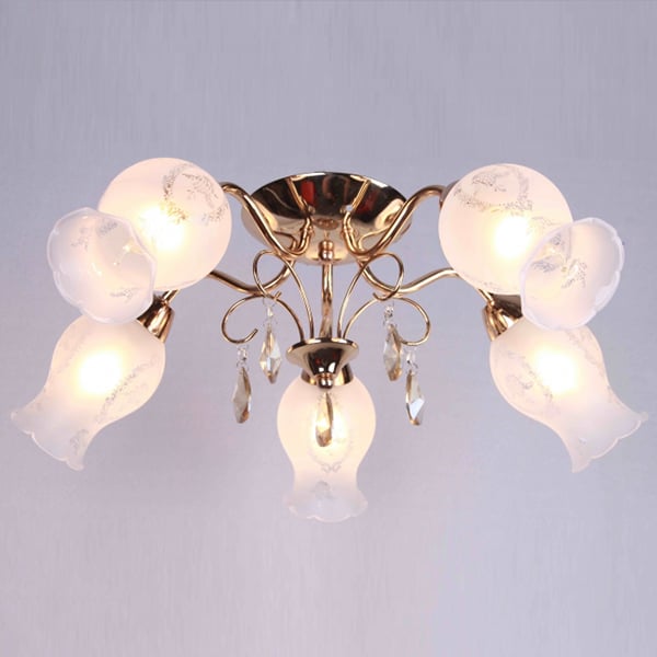 Люстра потолочная Flora 5 плафонов кристаллы Flora Золотой (ML021/5)