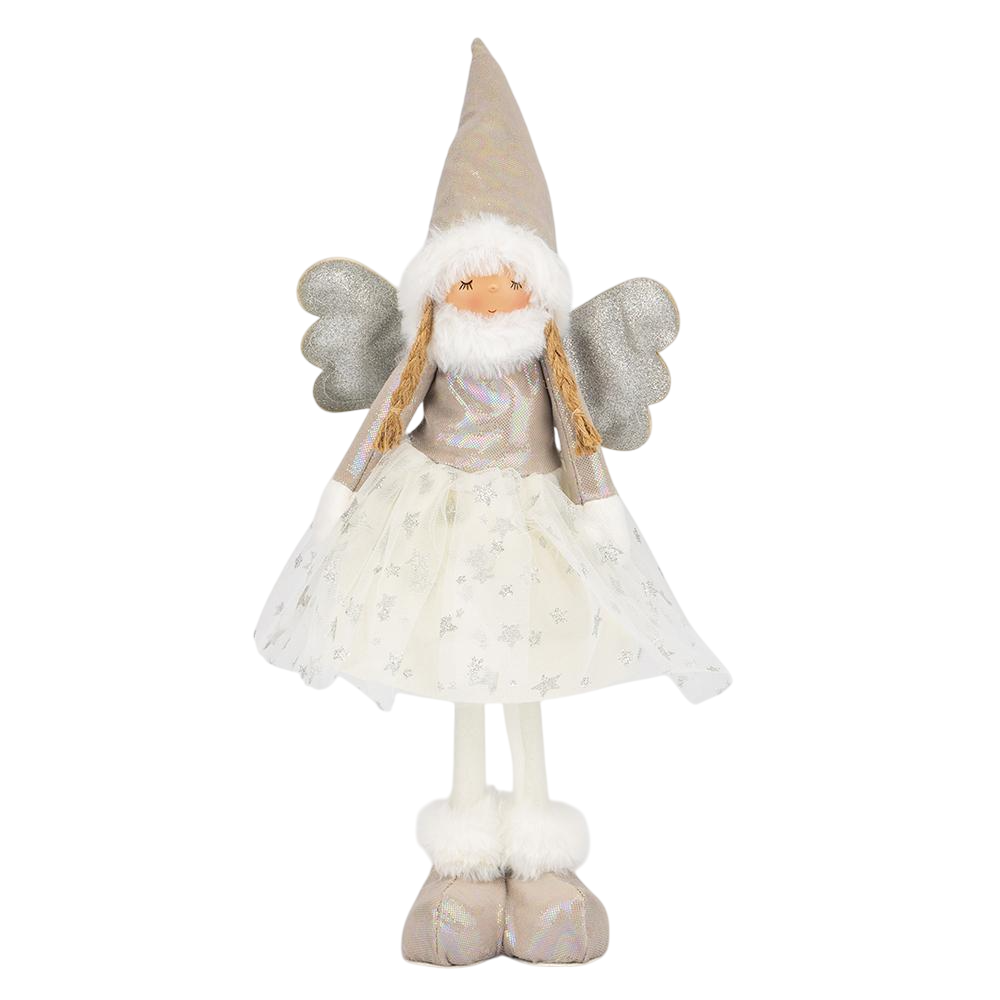 Новогодняя фигурка для праздничного интерьера Зимняя фея из текстиля 46 см Серый (147-81-9241-003)
