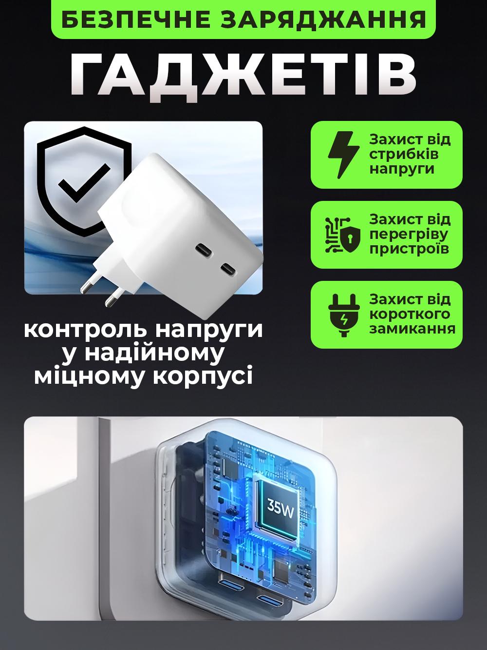 Зарядное устройство Dual USB-C Port Power с быстрой зарядкой 35 W (78e48685) - фото 4 Зарядное устройство Dual USB-C Port Power с быстрой зарядкой 35 W (78e48685) - фото 4