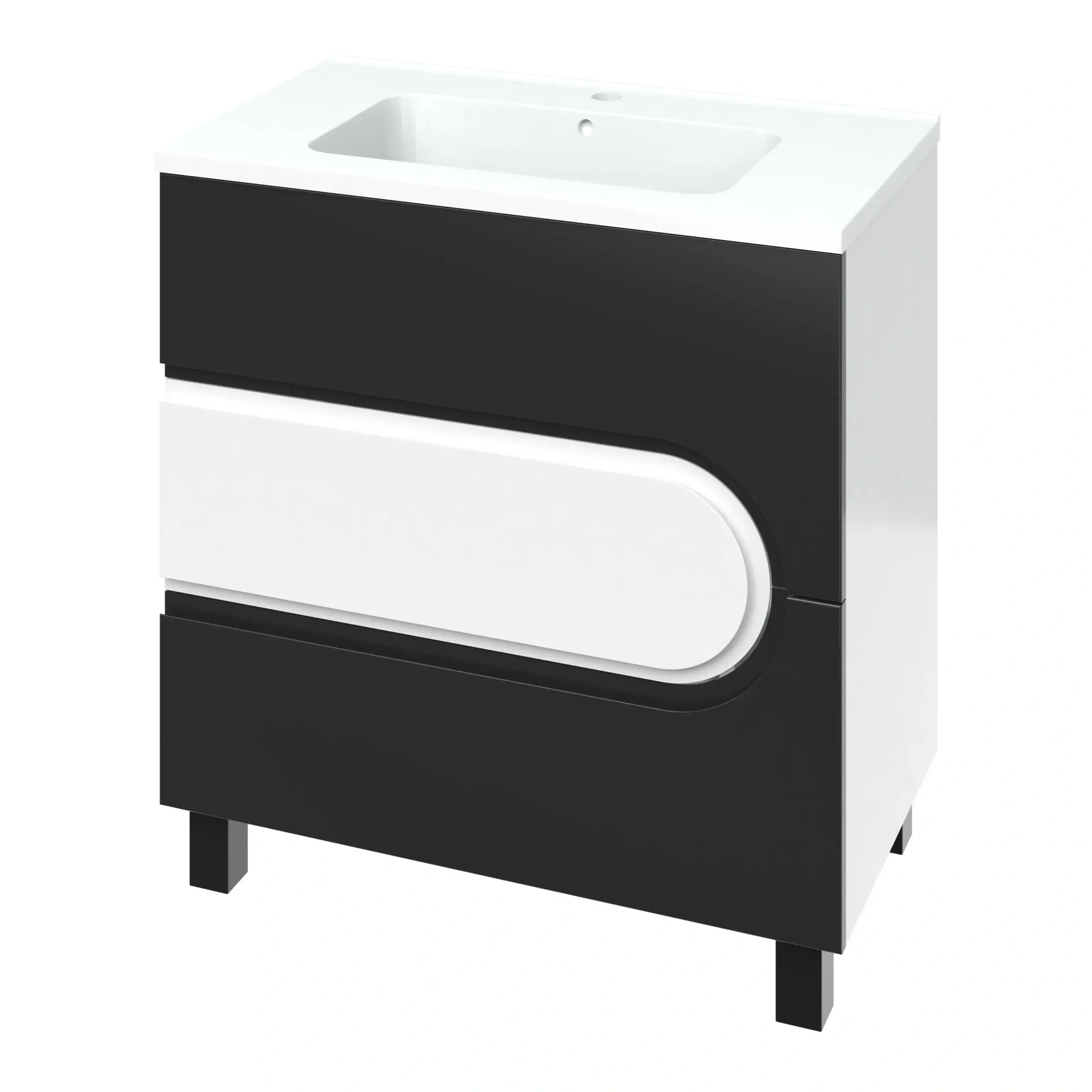 Тумба для ванной Van Mebles Домино NEW 800x450 R напольная с умывальником Родео 80 Черный/Белый (MRT-000007569) Тумба для ванной Van Mebles Домино NEW 800x450 R напольная с умывальником Родео 80 Черный/Белый (MRT-000007569)