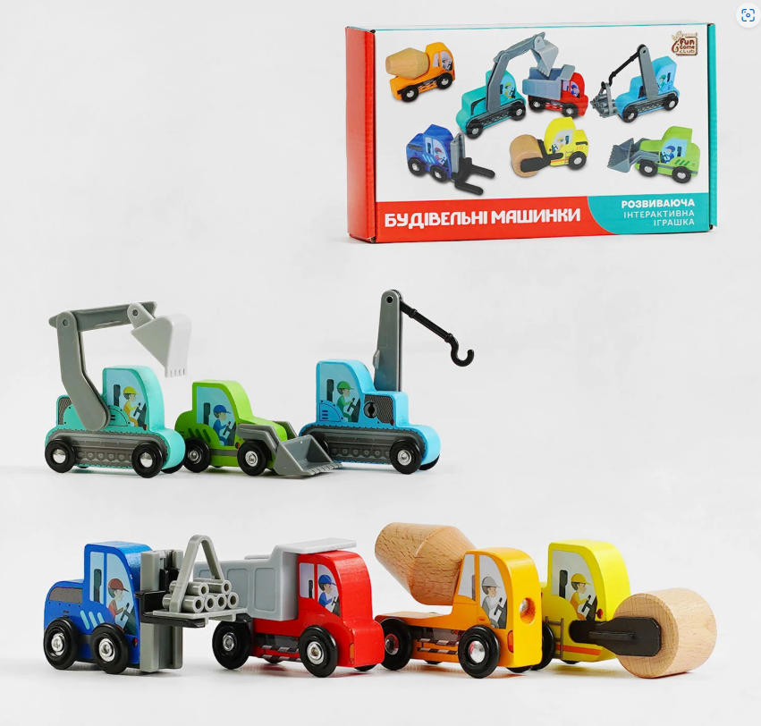 Набір дерев’яних іграшок 4FUN Game Club Wood 7 машинок