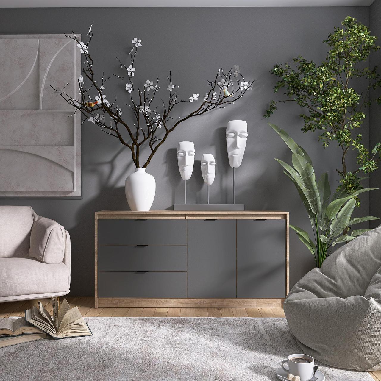 Комод для одежды Еверест Сити-1500 Дуб сонома/Графитовый (205385)