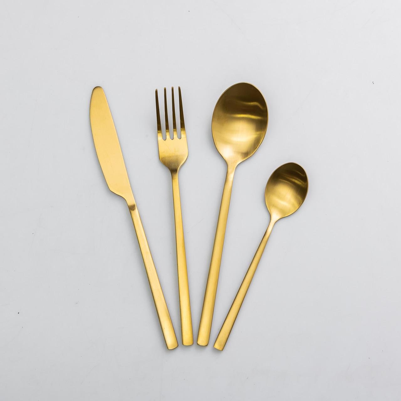 Набір столових приладів на 6 персон 24 предмети Матове золото