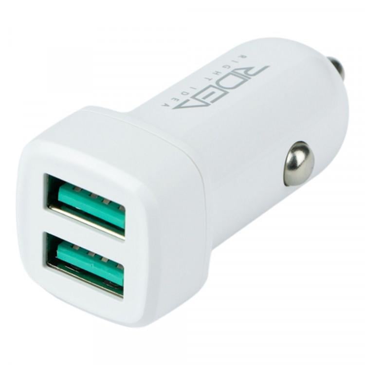 Зарядное устройство автомобильное Ridea RCC-21312 2USB/2,4A Lightning White - фото 2 Зарядное устройство автомобильное Ridea RCC-21312 2USB/2,4A Lightning White - фото 2