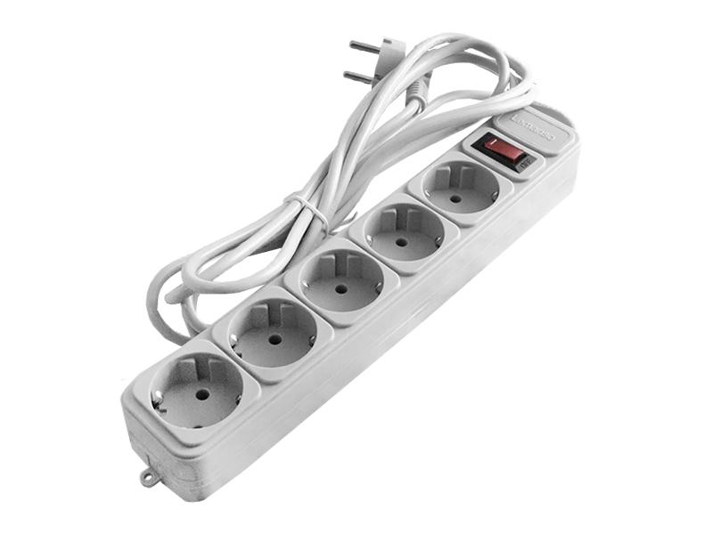 Подовжувач Lemanso LMK059 5 розекок 3 м з заземленням з кнопкою з фільтром мережевним (2547)