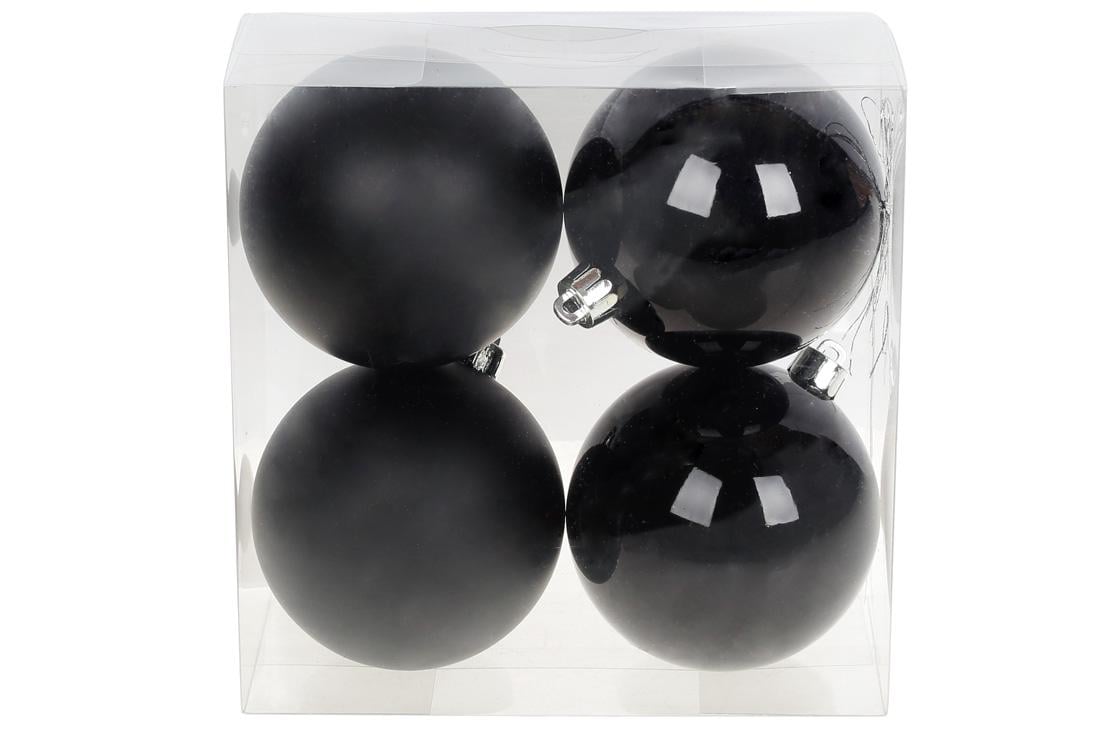 Набір пластикових ялинкових куль Bonadi 8 см 4 шт. Чорний онікс (147-154)