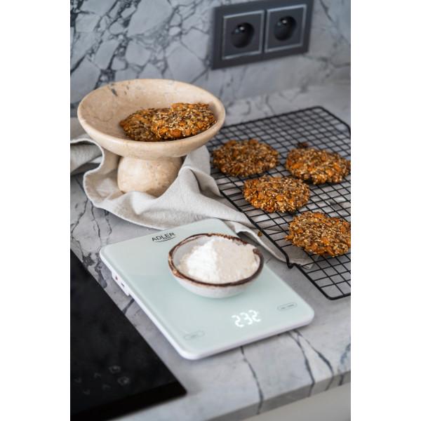 Ваги кухонні електронні Adler AD 3177 до 10 кг USB Type-C скляні з автовимкненням White (AD3177W) - фото 6 Ваги кухонні електронні Adler AD 3177 до 10 кг USB Type-C скляні з автовимкненням White (AD3177W) - фото 6