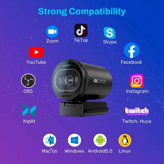 Веб-камера стриминговая EMEET S600 4К (00706) - фото 8 Веб-камера стриминговая EMEET S600 4К (00706) - фото 8