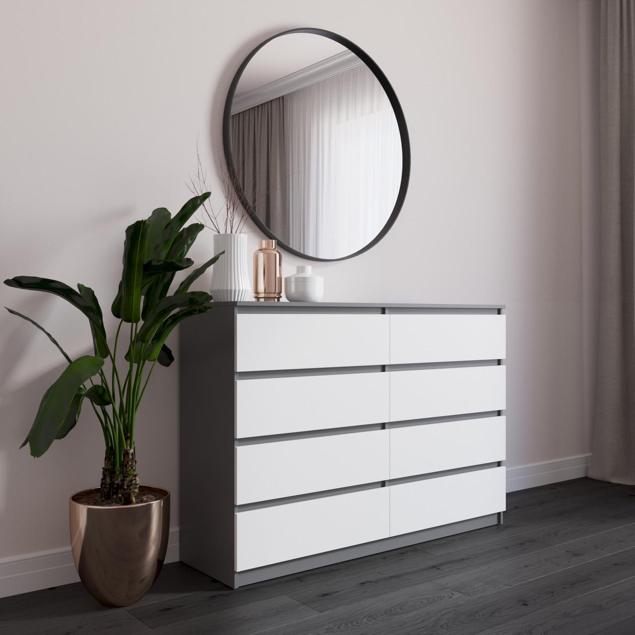 Комод з шухлядами Вайс R-8 140х40х98 см Антрацит/Білий (30348282) Комод з шухлядами Вайс R-8 140х40х98 см Антрацит/Білий (30348282)