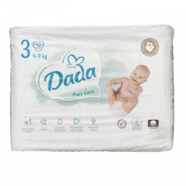 Подгузники детские Dada Pure Care 3 4-9 кг 40 шт. (72678692)