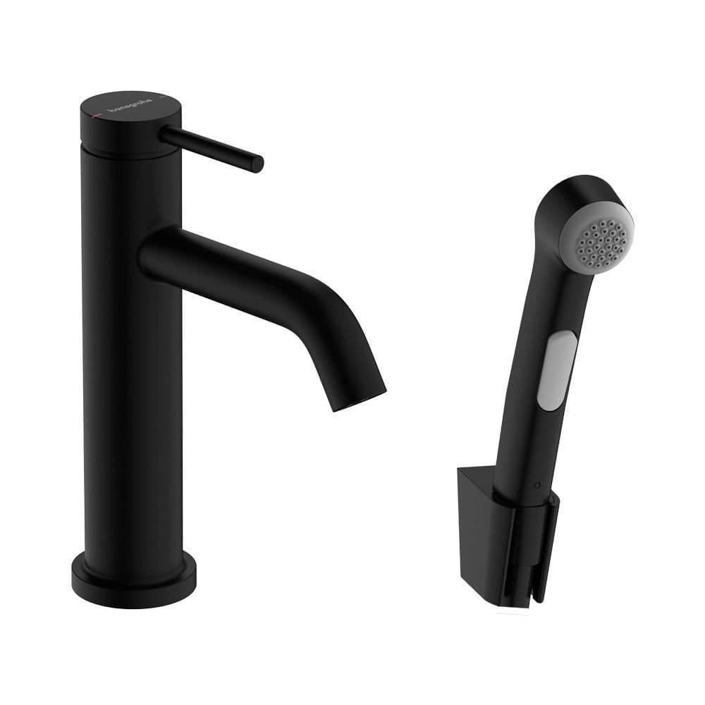 Смеситель для умывальника Hansgrohe Tecturis S 110 CoolStart с гигиенической лейкой Черный матовый (LM-73211670)