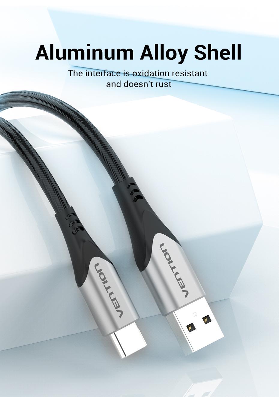 Кабель Vention USB-Type-C 18Вт 3А/6В 480 Мбіт/с USB-A на USB-C 1 м Чорний (CODHF) - фото 11 Кабель Vention USB-Type-C 18Вт 3А/6В 480 Мбіт/с USB-A на USB-C 1 м Чорний (CODHF) - фото 11
