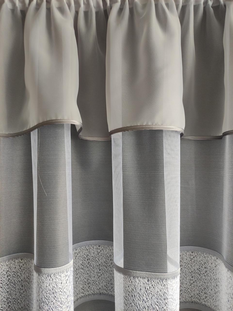 Занавеска с ламбрекеном 3х1,45 м Белый с серым - фото 2