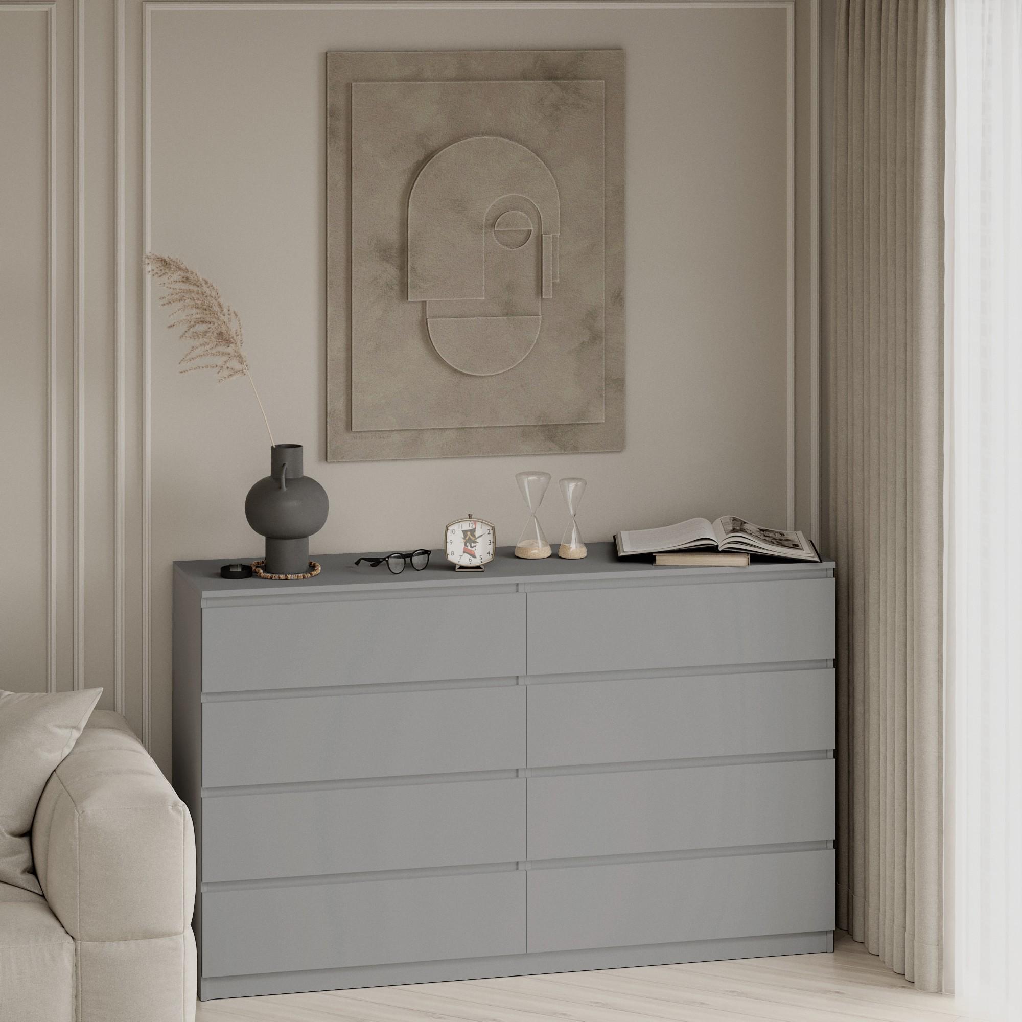 Комод на 8 шухляд без ручок Line KF8 1400x450x1035 мм Сірий - фото 1