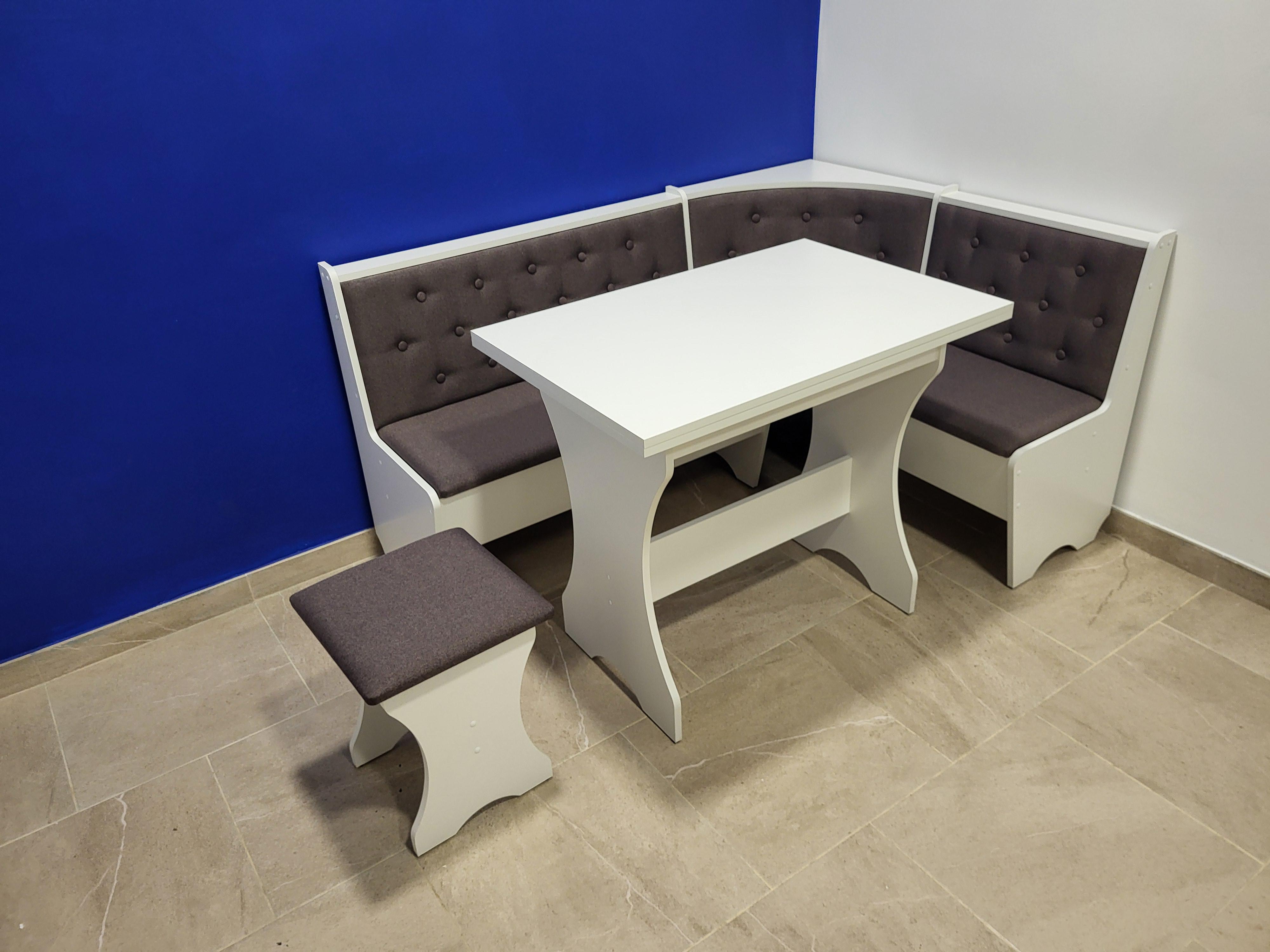 Кухонный уголок Семейный с раскладным столом и табуретом 113,5х153,5 см Белый/Бонус Нова (KST-B-BN)