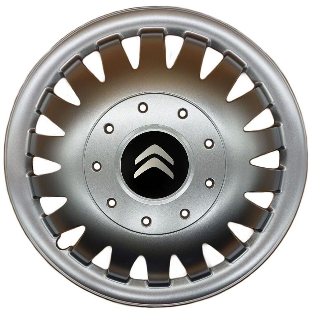 Колпаки SJS 320 с логотипом Citroen R15 4 шт. Серебряный (2654558335)