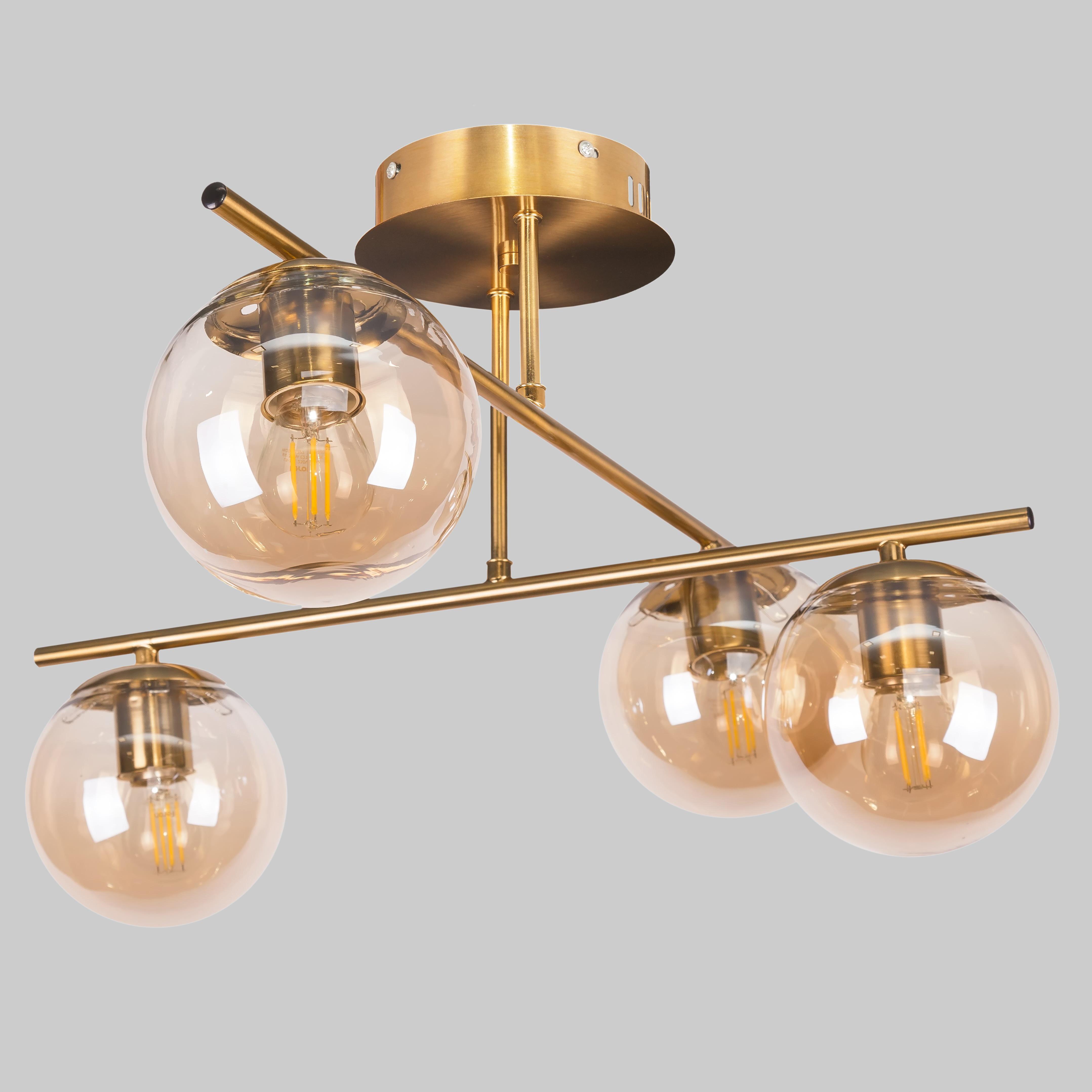 Люстра потолочная на 4 плафона Бронзовый (52-9801-4 BRZ+BR)