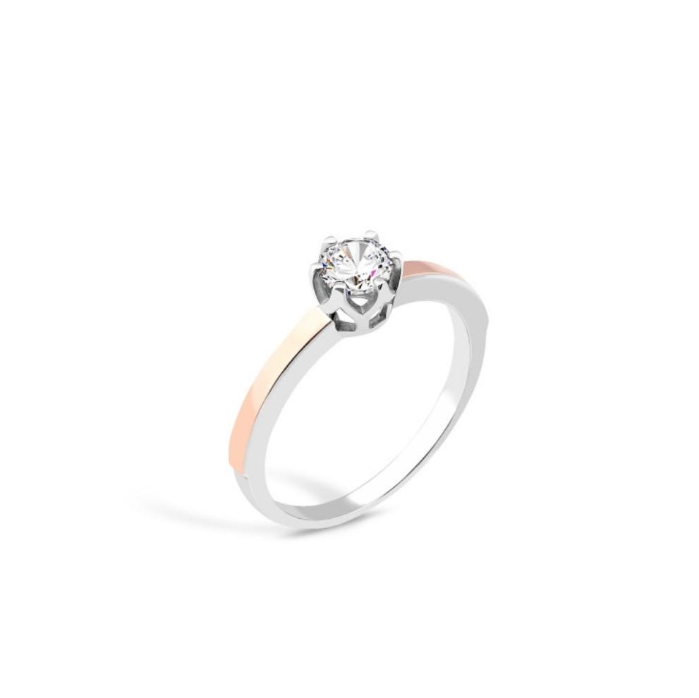 Кольцо женское из серебра с золотой пластиной вставка кубического циркония р. 18,0 883 Кольцо женское из серебра с золотой пластиной вставка кубического циркония р. 18,0 883