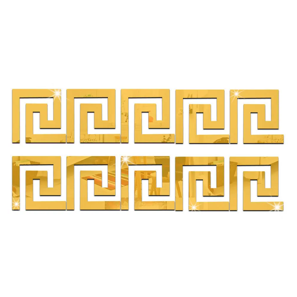 Декоративні дзеркала акрилові самоклеючі для стін і меблів M00424-2 20 шт. 10х10 см Золотистий