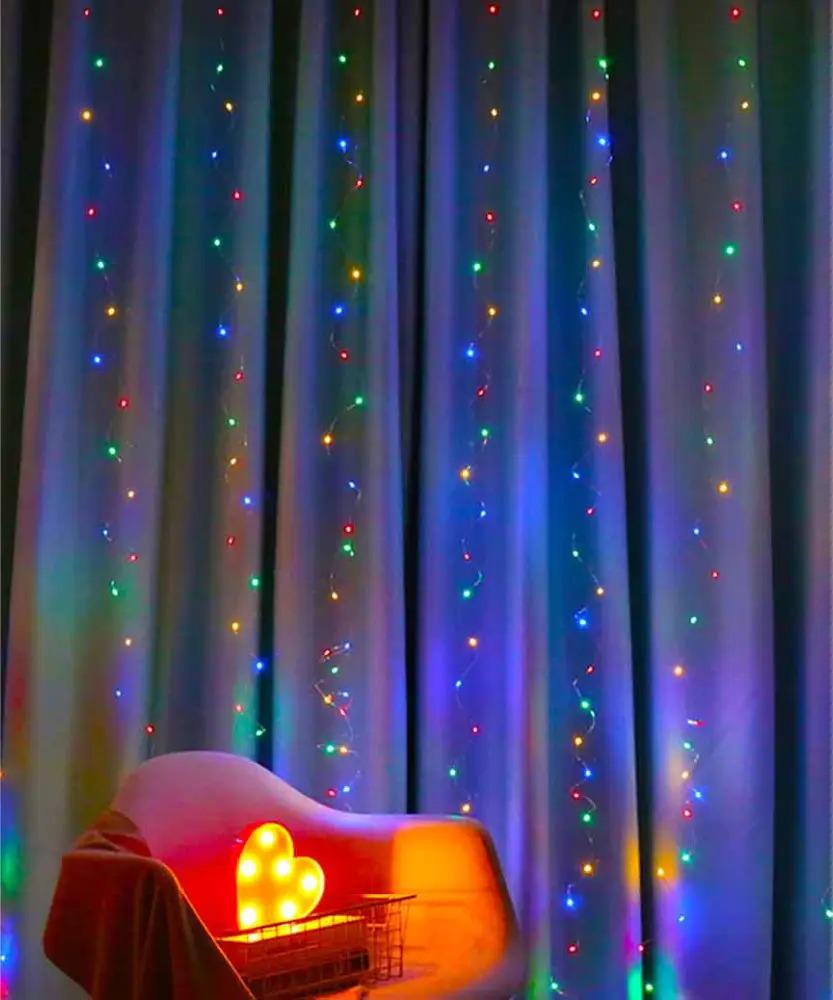 Гирлянда штора Роса 100 LED от USB 8 режимов 3x0,6 м Мультиколор - фото 4 Гирлянда штора Роса 100 LED от USB 8 режимов 3x0,6 м Мультиколор - фото 4
