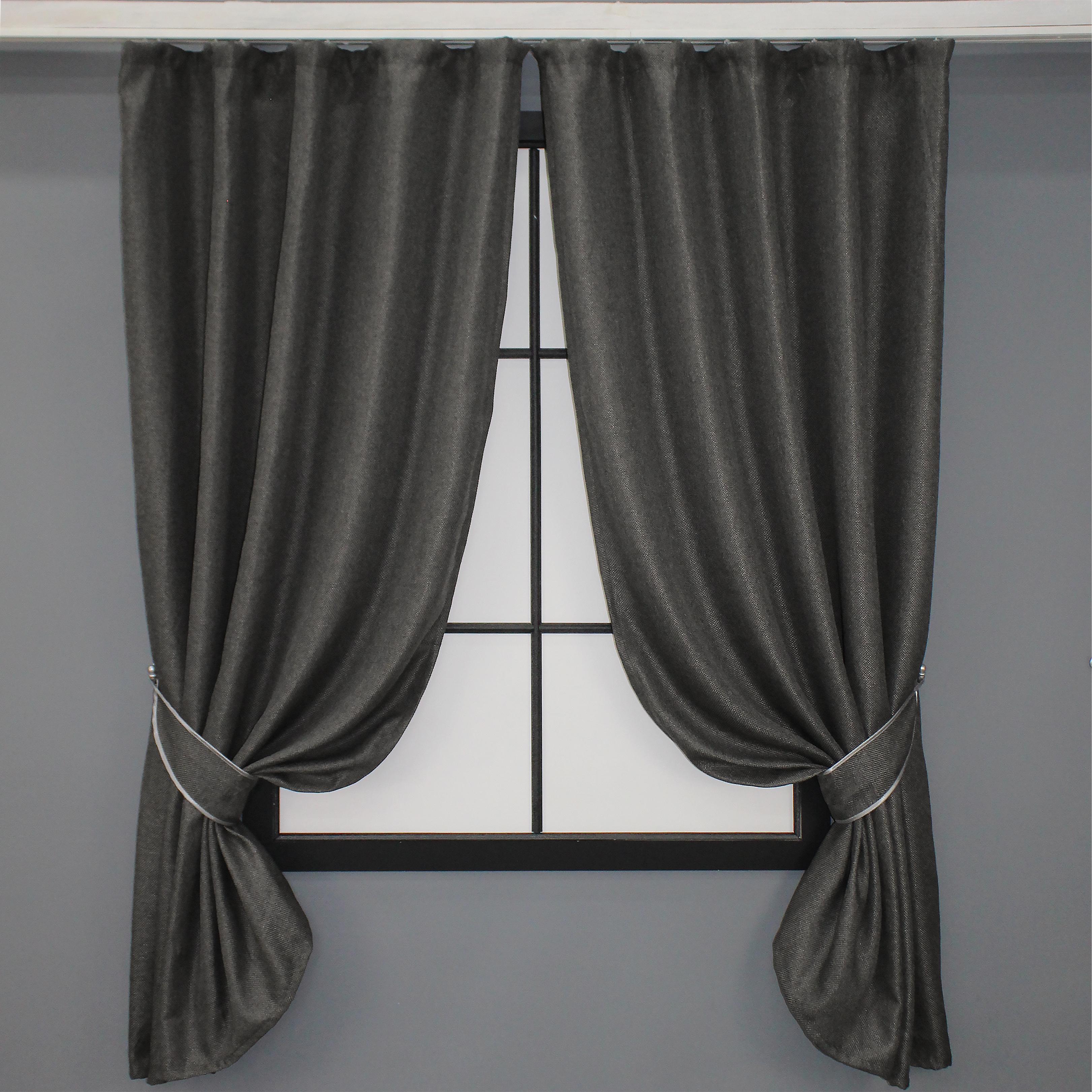 Комплект штор VR-Textil №1220ш лен-блекаут/мешковина 130х170 см 2 шт. Серый (35-0076)