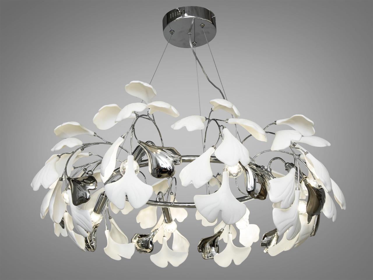 Люстра с фарфоровыми элементами в гостиную Хром (7162-8PHR-LS)