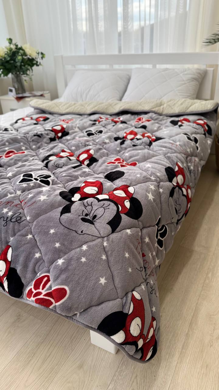 Одеяло флис-мех 150x210 Светло-фиолетовый с черным