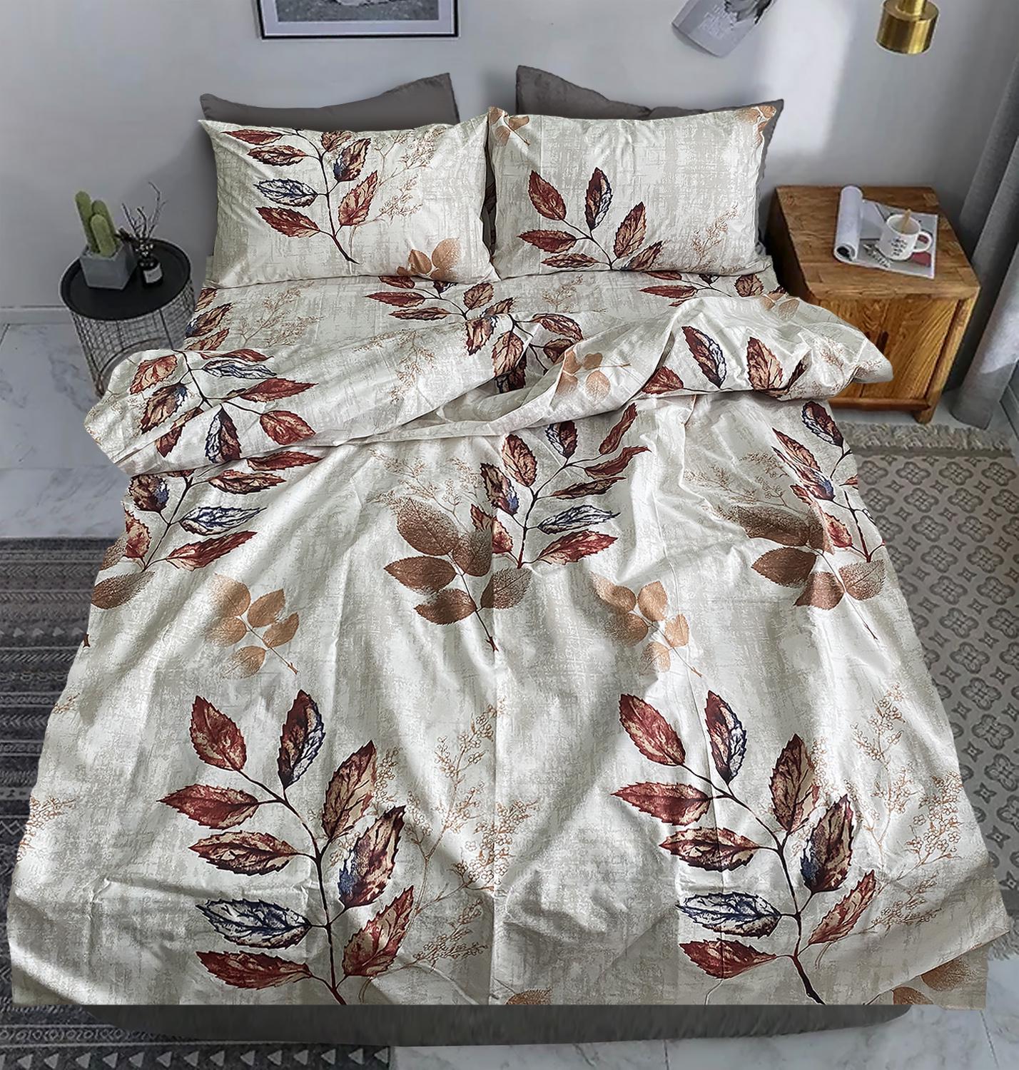 Комплект постельного белья Zastelli 587 front Листья на светлом бязь евро 200х220 см Разноцветный (21694)