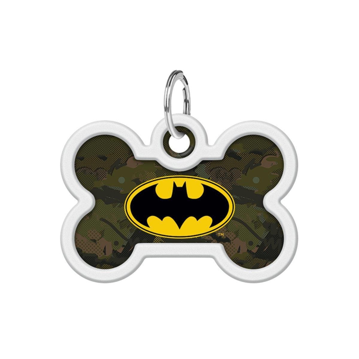 Адресник металевий для собак та кішок Waudog Smart ID Бетмен з QR паспортом кістка 40х28 мм Зелений (0640-1002 Col)