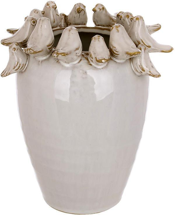 Ваза керамическая Birds птичий базар 16х18 см Бежевый