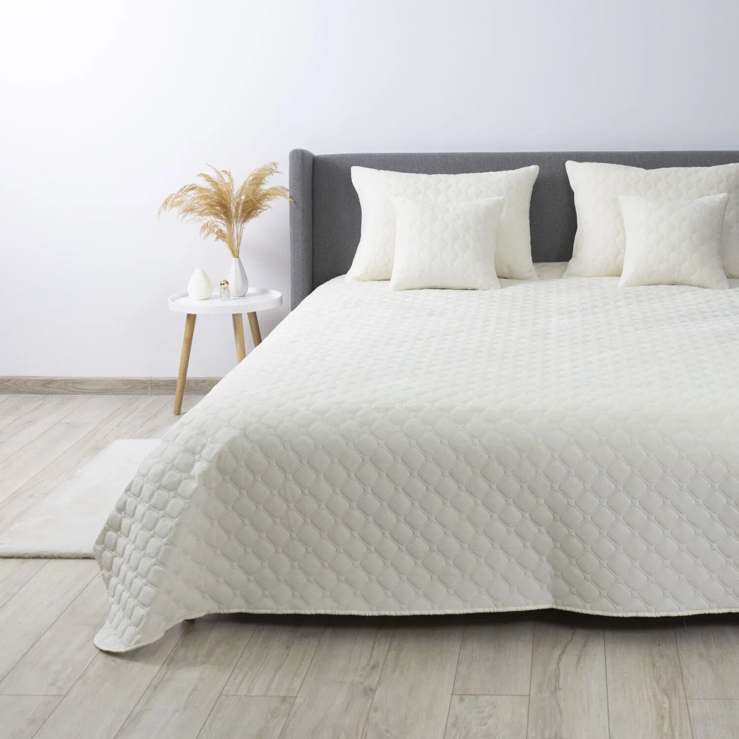 Покрывало ТЕП Velour Ромб круглый велюр 180x240 см Молочный (8402)
